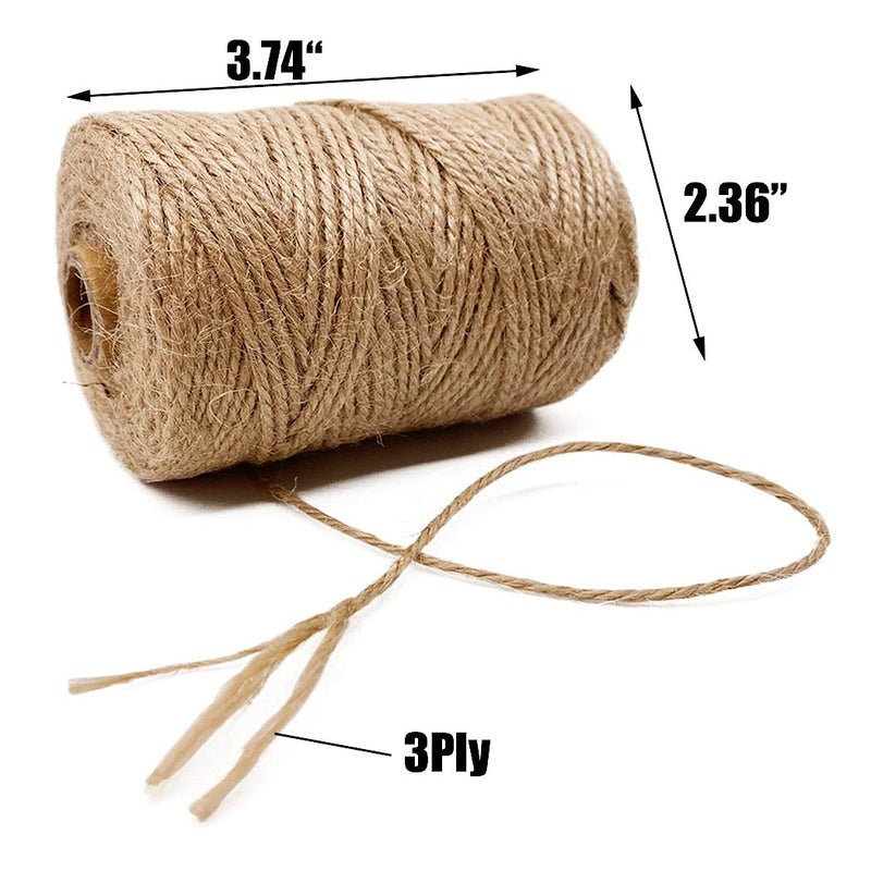 Leecogo Jute Twine 328 Feet 2mm 3Ply Heavy Duty Jute Rope String for Arts Crafts Mason Jars Rustic Decorations Home Gardening Industrial Packing Materials - Image 2